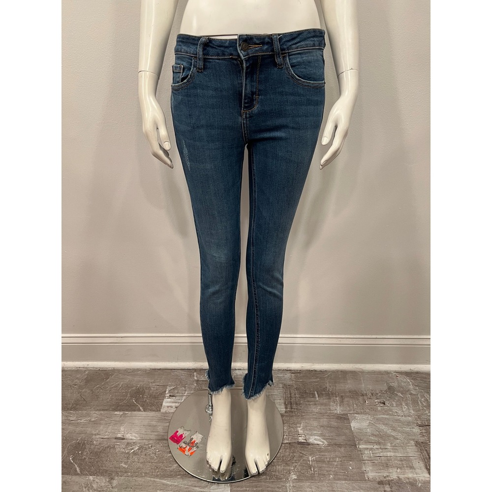 Hidden Jeans Women 26 Blue Skinny Slim Fit Frayed Step Hem Denim Pants Stretch